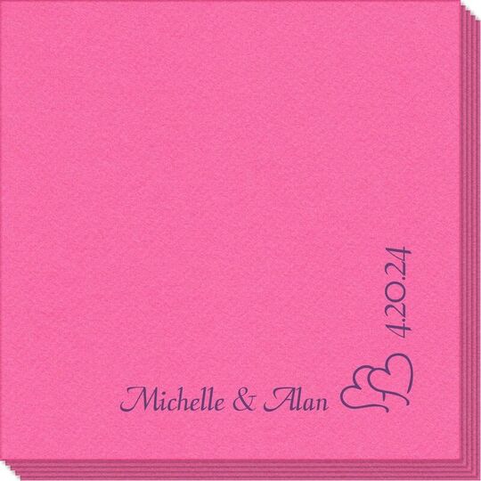 Corner Text with Graphic Double Hearts Linen Like Napkins